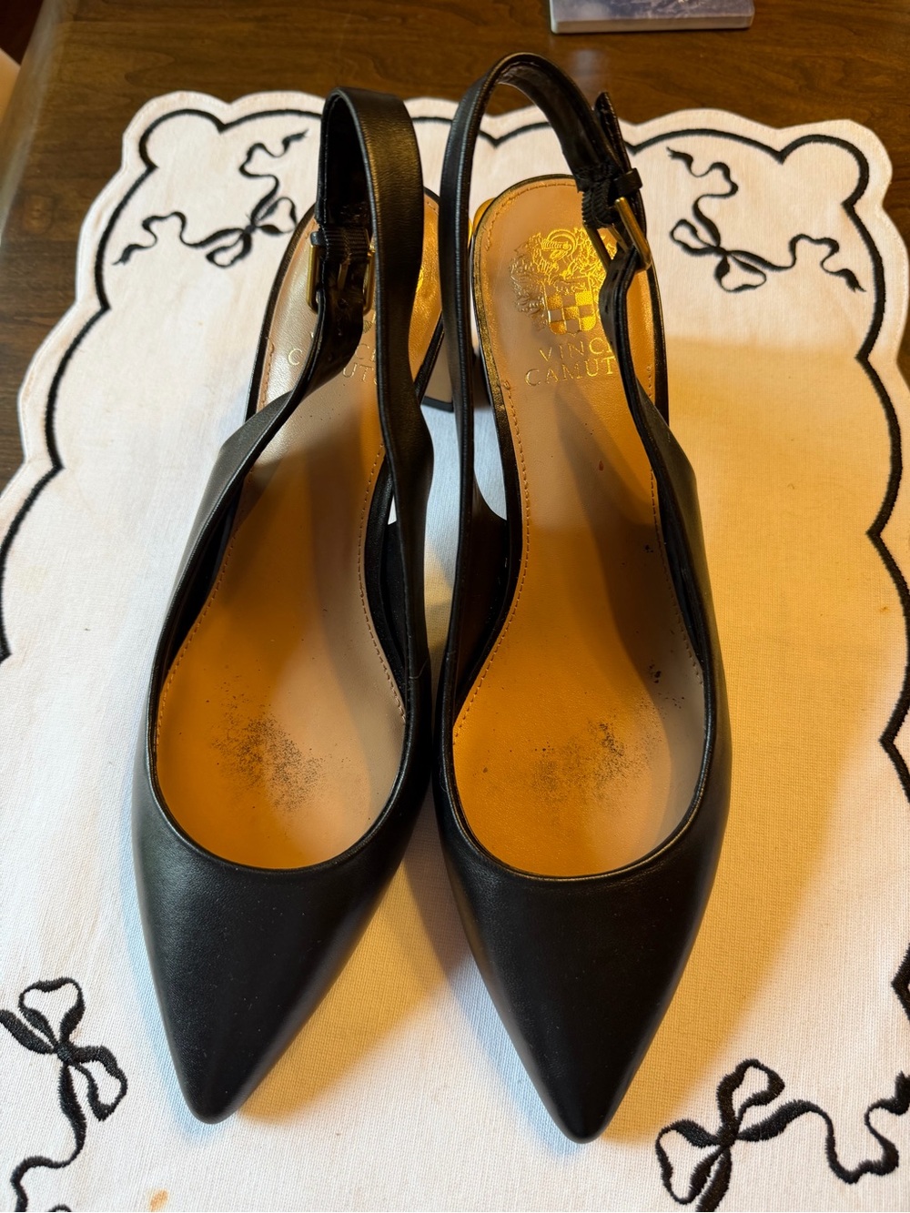 Vince Camuto Black Pointed Slingback Pumps